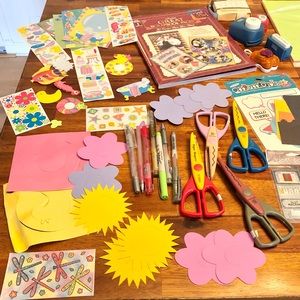 Scrapbooking Supplies With Clear Storage Container